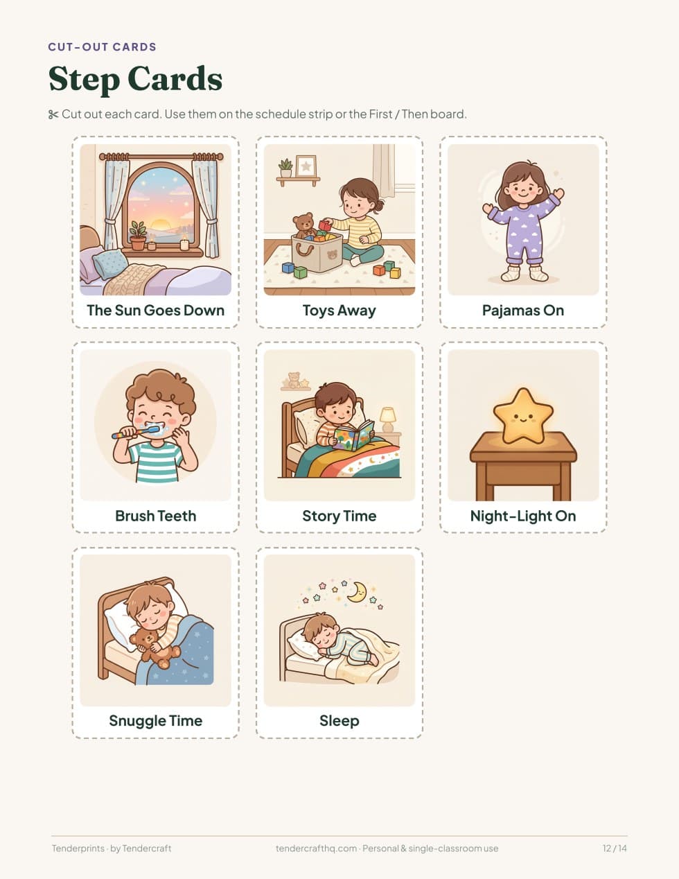 Bedtime Routine Cards & Picture Story, actual page 12 of 14