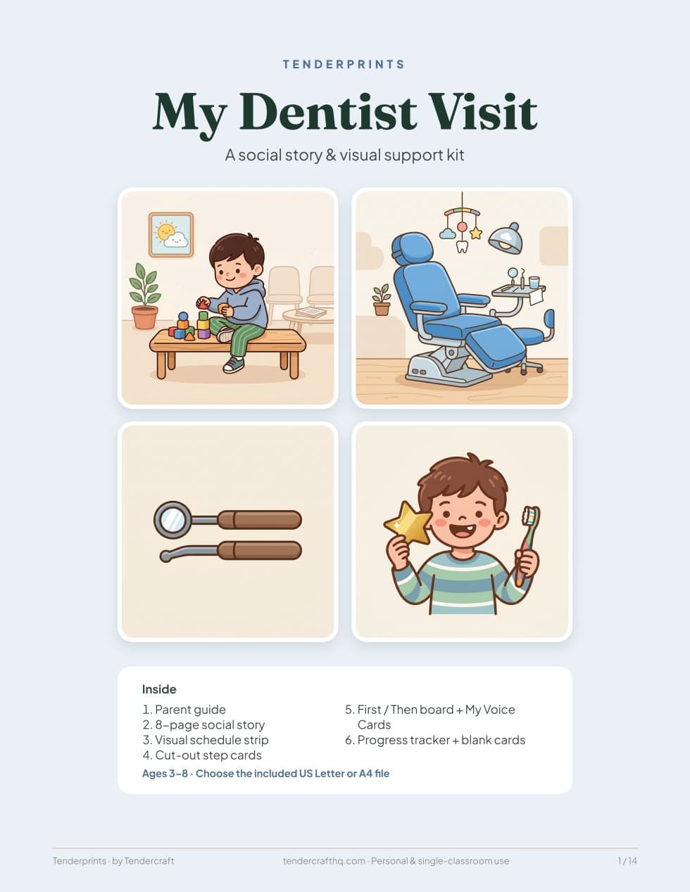 Dentist Visit Picture Story & Cards, actual cover page