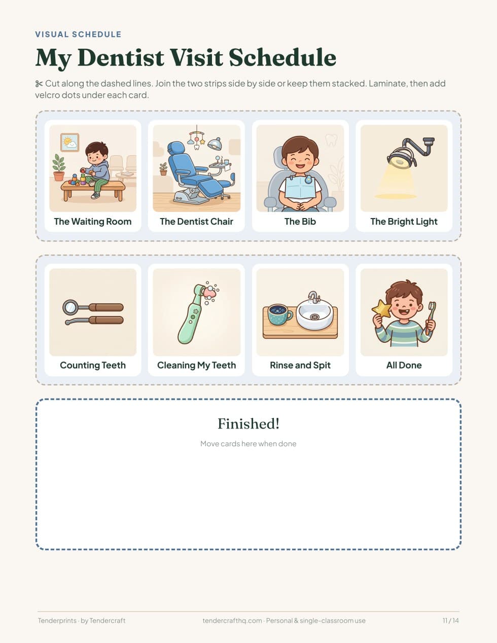 Dentist Visit Picture Story & Cards, actual page 11 of 14