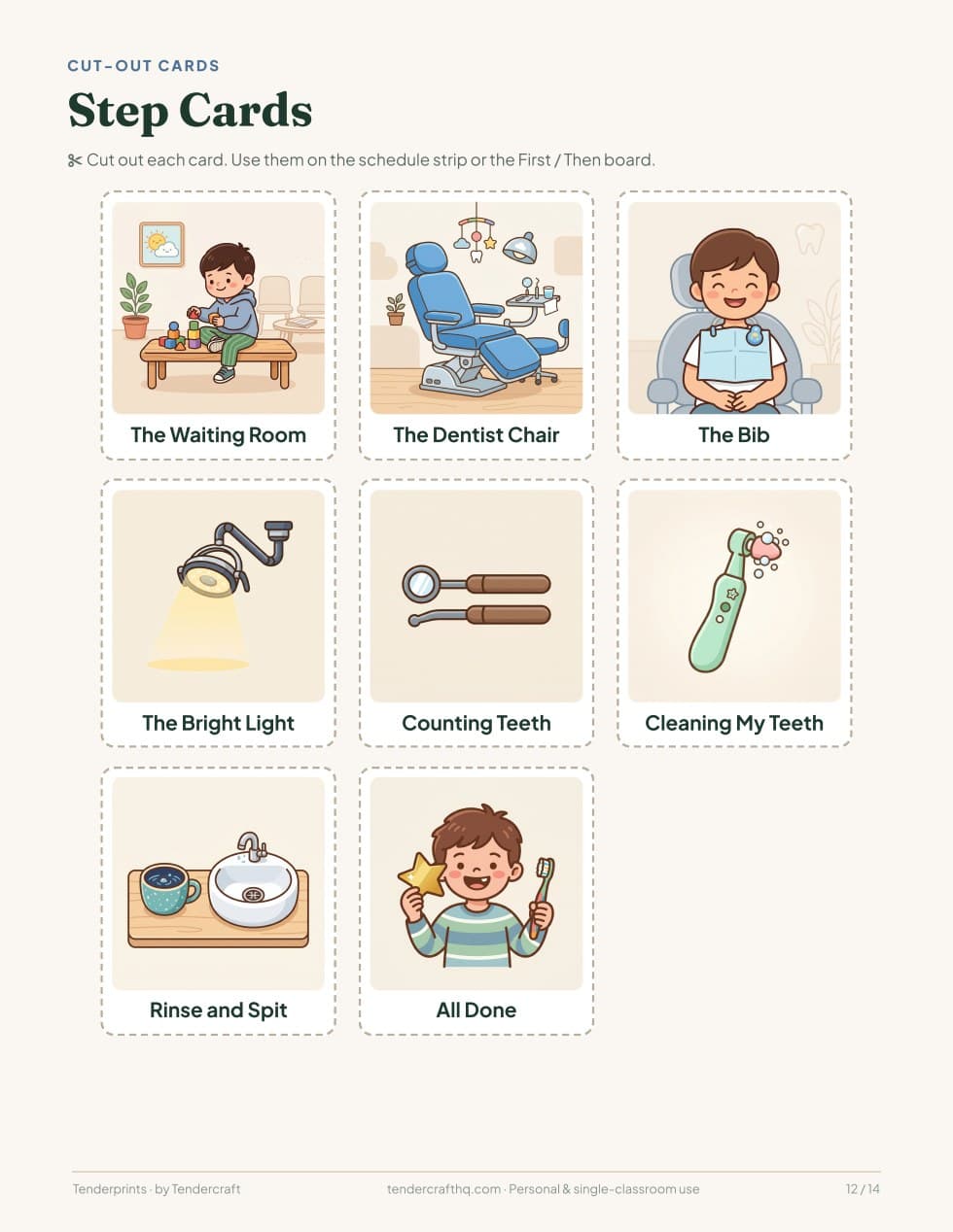 Dentist Visit Picture Story & Cards, actual page 12 of 14