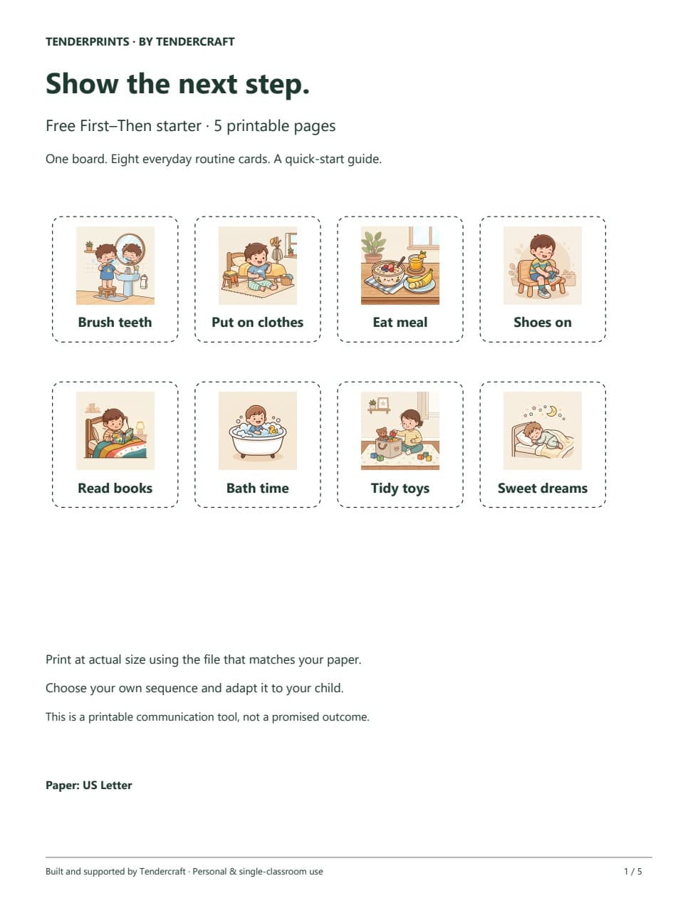 Free First–Then Board + 8 Routine Cards, actual cover page