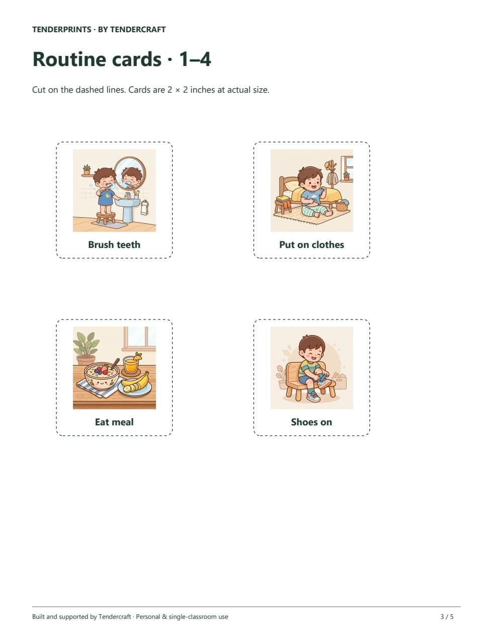 Free First–Then Board + 8 Routine Cards, actual page 3 of 5