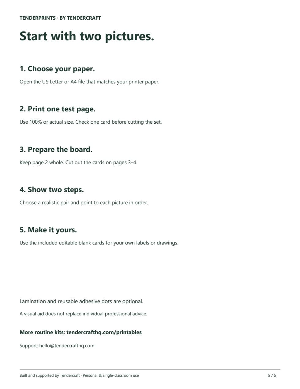 Free First–Then Board + 8 Routine Cards, actual page 5 of 5