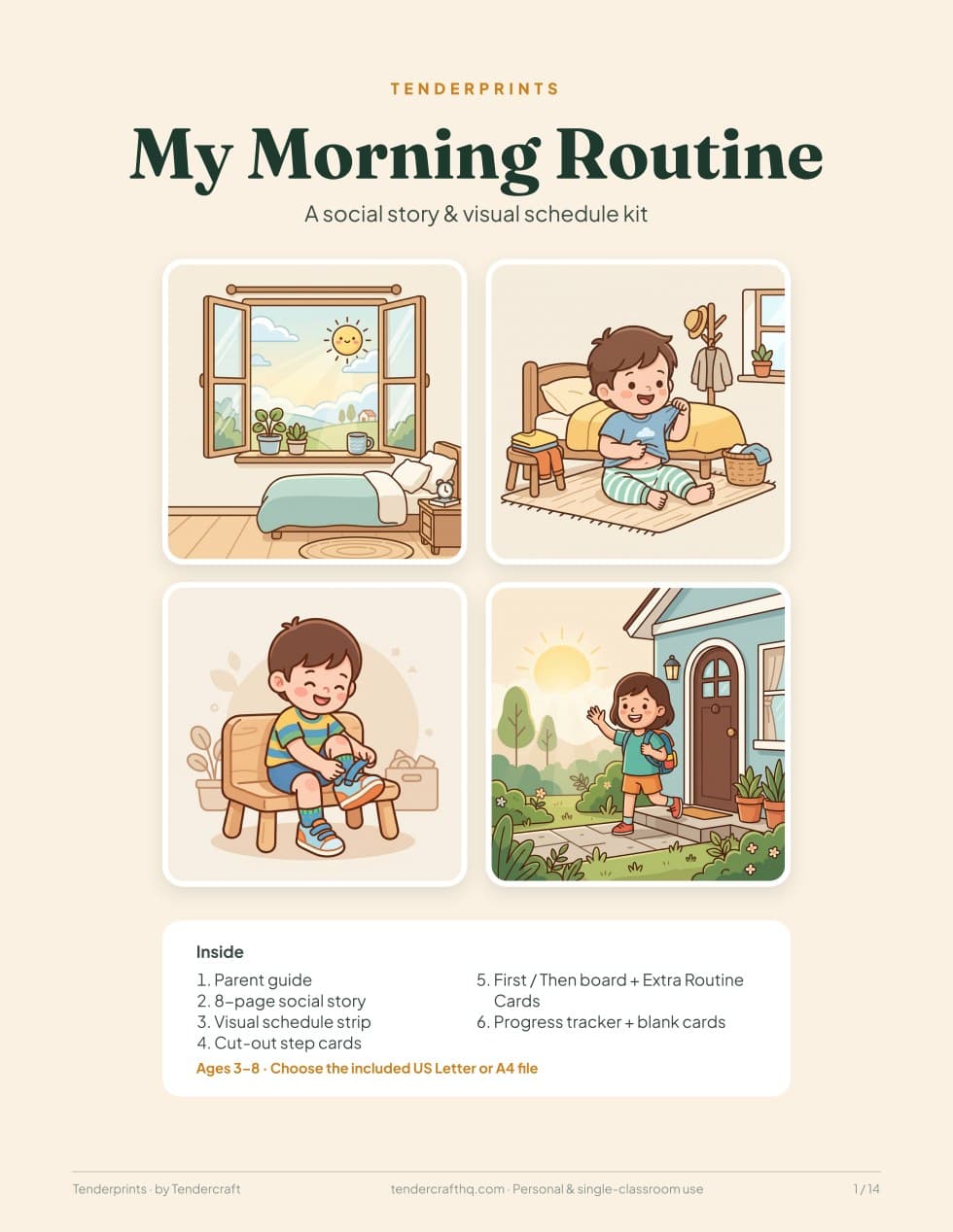 Morning Routine Cards & Picture Story: actual cover page