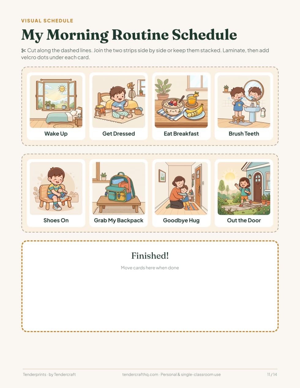 Morning Routine Cards & Picture Story, actual page 11 of 14