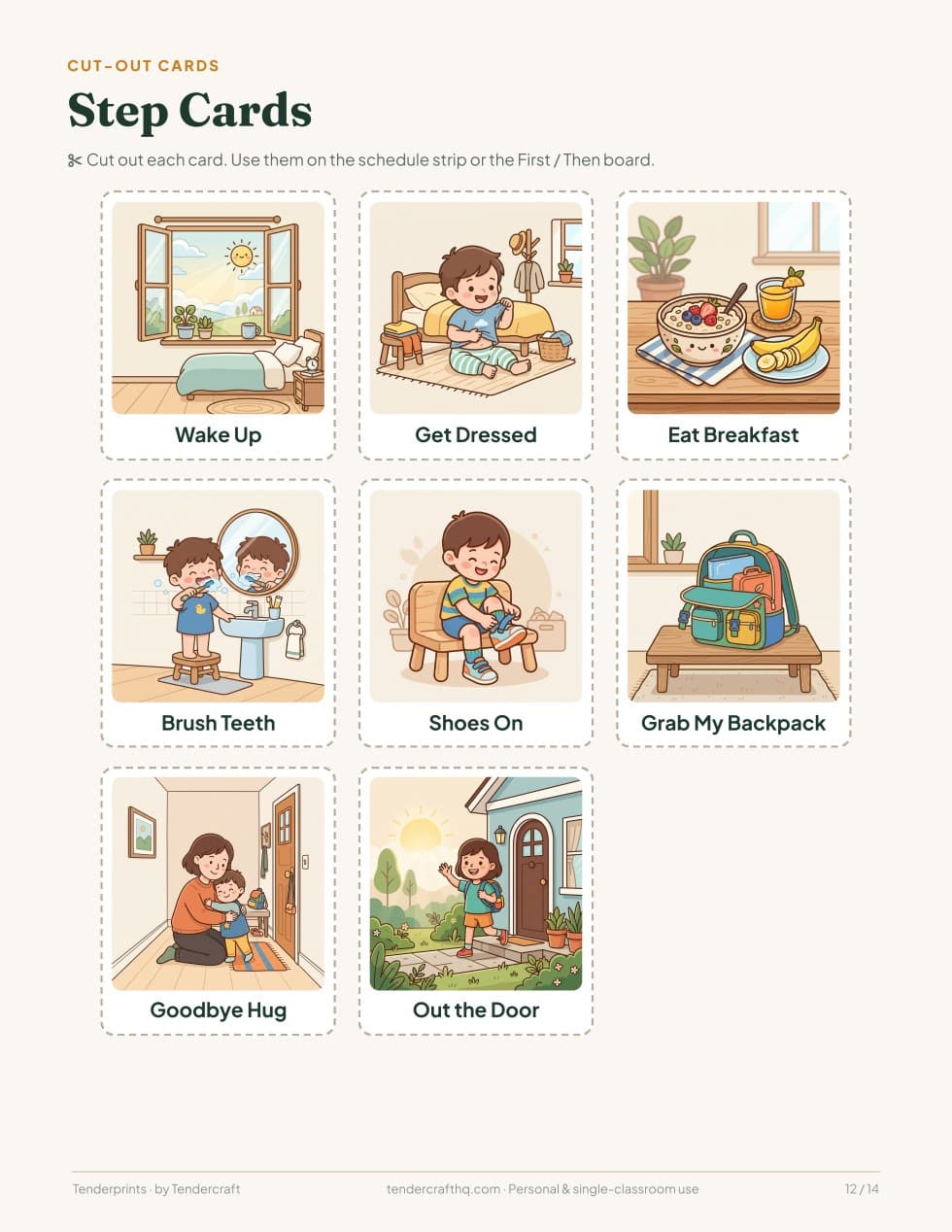 Morning Routine Cards & Picture Story, actual page 12 of 14